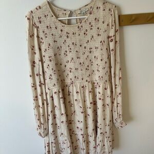 American Eagle Outfitters Cream Floral Dress, size L